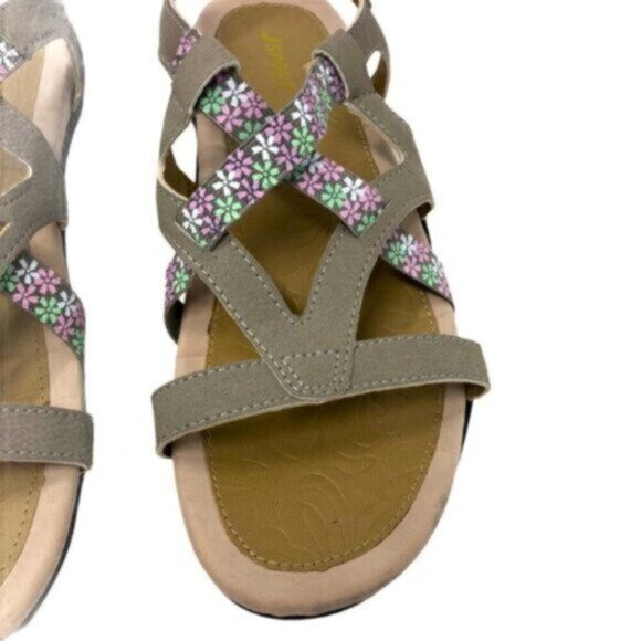 JSport | Tan with Flower Detail Velcro Closure Sandal Size 10 - Picture 5 of 12